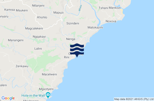 Karte der Gezeiten Coffee Bay, South Africa