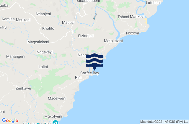 Karte der Gezeiten CoffeeBayBeach, South Africa