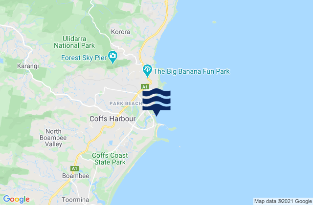 Karte der Gezeiten Coffs Harbour Beach, Australia