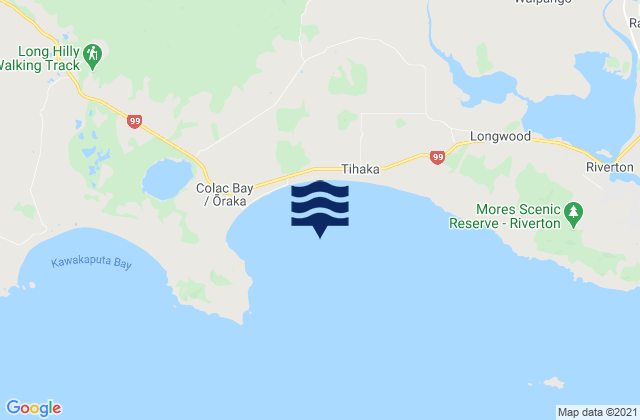 Karte der Gezeiten Colac Bay (Oraka), New Zealand