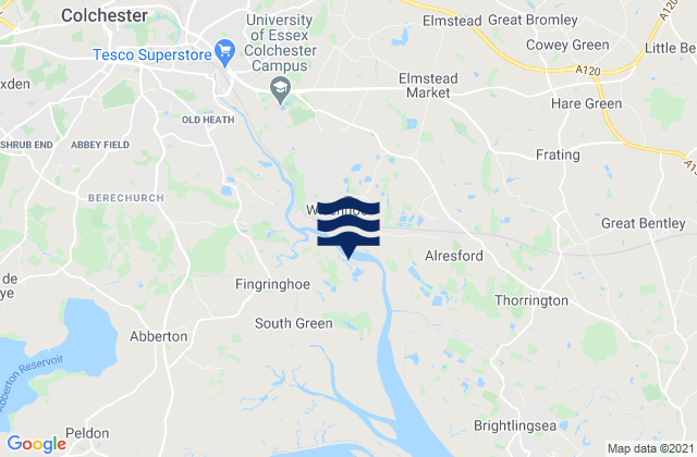 Karte der Gezeiten Colchester, United Kingdom