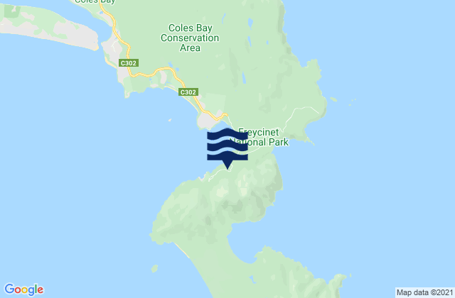 Karte der Gezeiten Coles Bay, Australia