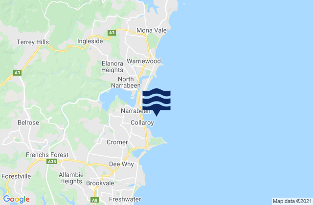 Karte der Gezeiten Collaroy Beach, Australia