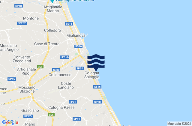Karte der Gezeiten Cologna Spiaggia, Italy