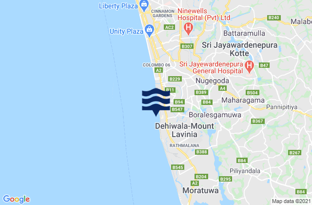 Karte der Gezeiten Colombo District, Sri Lanka