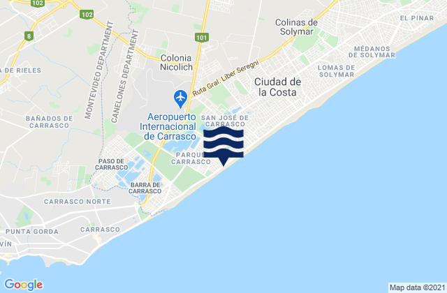 Karte der Gezeiten Colonia Nicolich, Uruguay