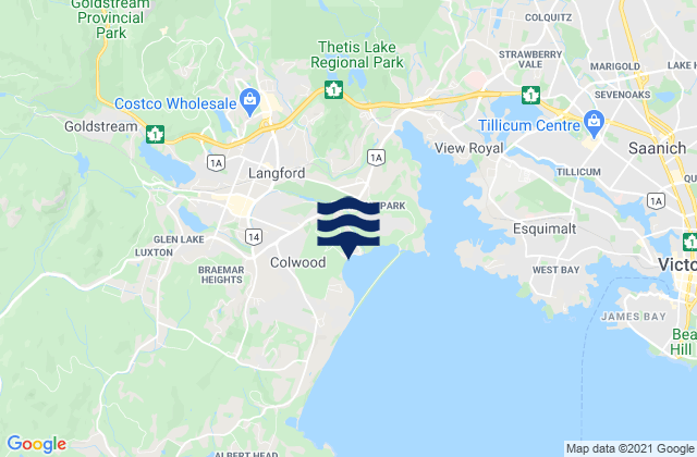 Karte der Gezeiten Colwood, Canada
