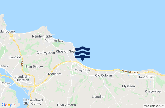 Karte der Gezeiten Colwyn Bay, United Kingdom