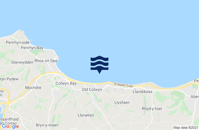 Karte der Gezeiten Colwyn Bay, United Kingdom