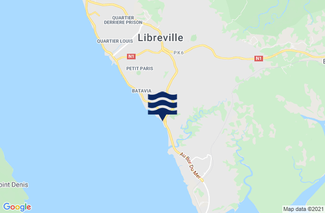 Karte der Gezeiten Commune of Libreville, Gabon