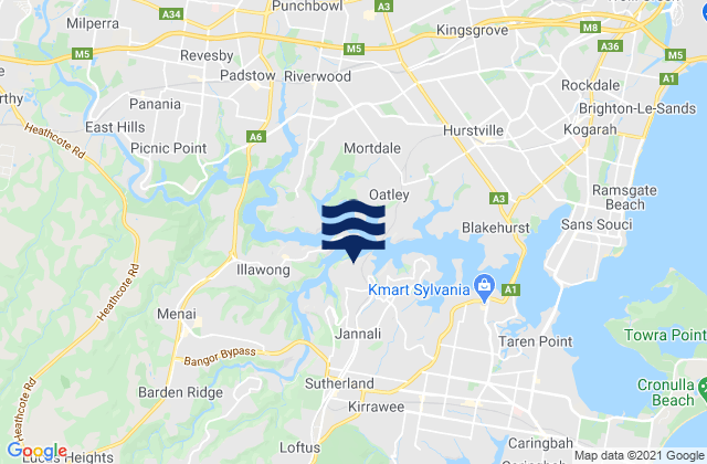 Karte der Gezeiten Como, Australia