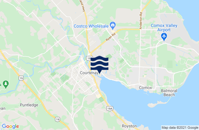 Karte der Gezeiten Comox Valley Regional District, Canada