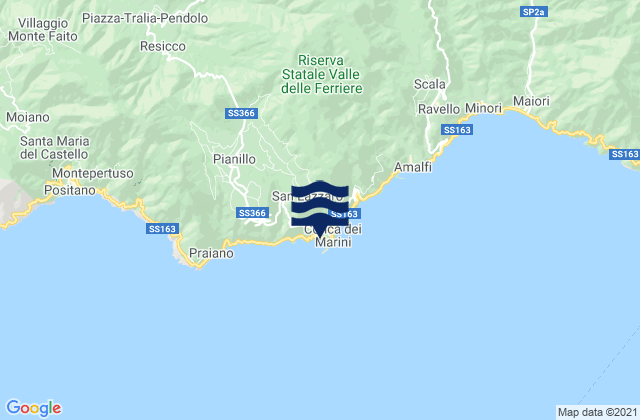 Karte der Gezeiten Conca dei Marini, Italy