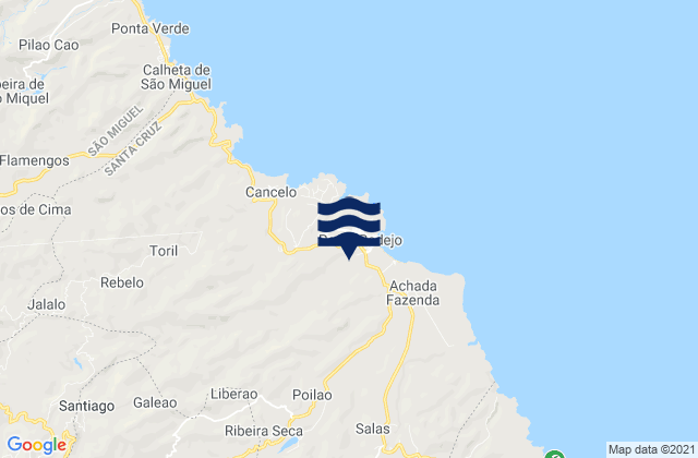 Karte der Gezeiten Concelho de Santa Cruz, Cabo Verde
