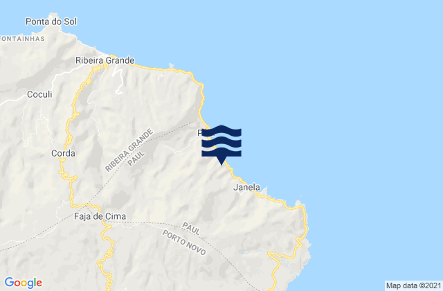 Karte der Gezeiten Concelho do Paul, Cabo Verde