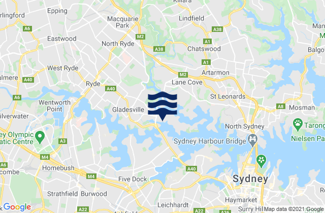 Karte der Gezeiten Concord, Australia