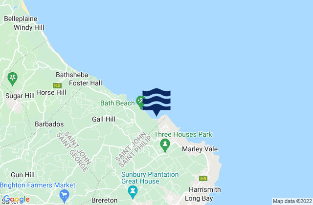 Karte der Gezeiten Conset Point, Barbados