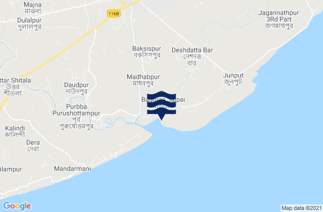 Karte der Gezeiten Contai, India