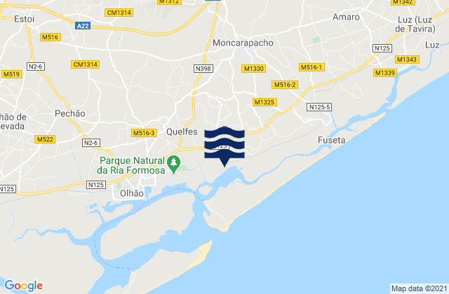 Karte der Gezeiten Contreira, Portugal
