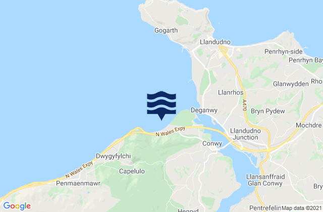 Karte der Gezeiten Conwy Morfa Beach, United Kingdom