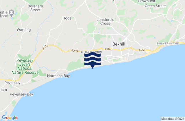 Karte der Gezeiten Cooden Beach, United Kingdom