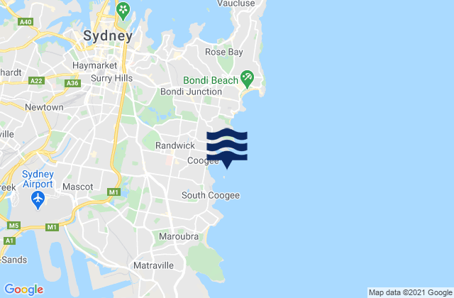 Karte der Gezeiten Coogee, Australia