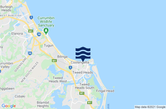 Karte der Gezeiten Coolangatta Beach, Australia