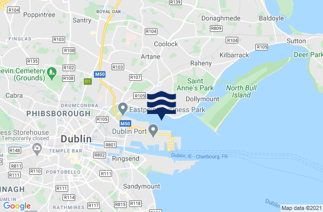 Karte der Gezeiten Coolock, Ireland