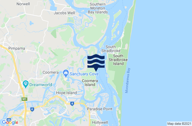 Karte der Gezeiten Coomera Island, Australia