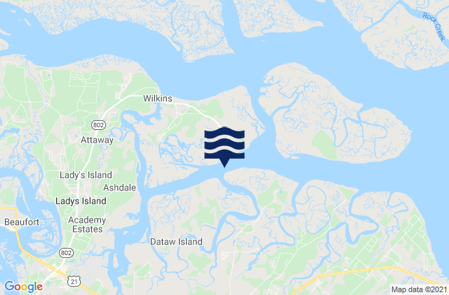 Karte der Gezeiten Coosaw Island South of Morgan River, United States