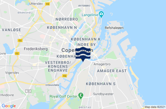 Karte der Gezeiten Copenhagen, Denmark
