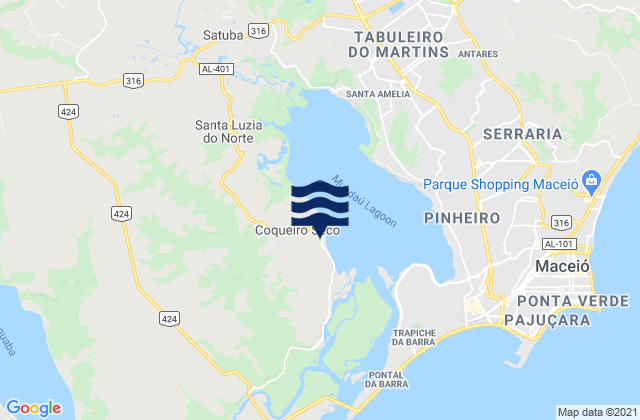 Karte der Gezeiten Coqueiro Seco, Brazil
