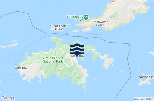 Karte der Gezeiten Coral Harbor St. Johns Island, U.S. Virgin Islands
