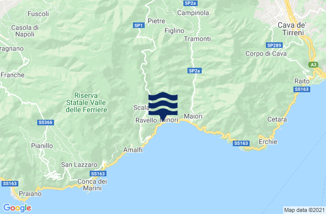 Karte der Gezeiten Corbara, Italy