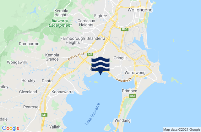 Karte der Gezeiten Cordeaux Heights, Australia