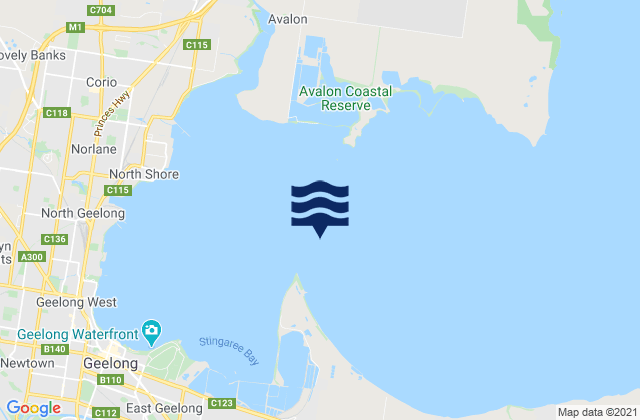 Karte der Gezeiten Corio Bay, Australia