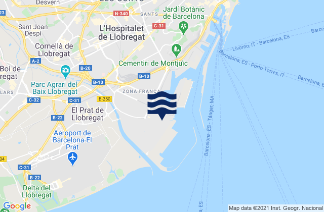 Karte der Gezeiten Cornellà de Llobregat, Spain