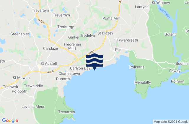 Karte der Gezeiten Cornwall, United Kingdom