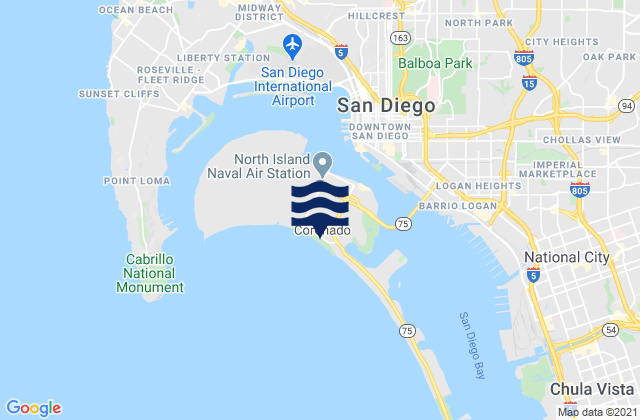 Karte der Gezeiten Coronado Municipal Beach, United States