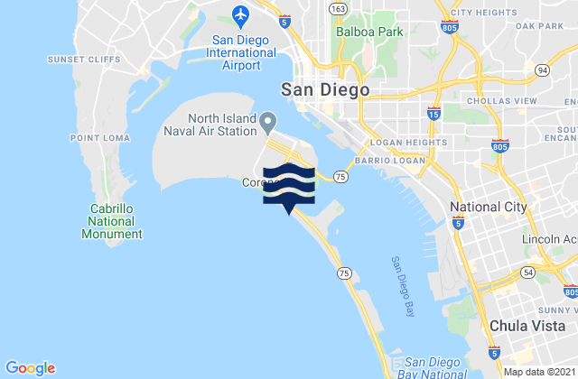 Karte der Gezeiten Coronado Shores Beach, United States