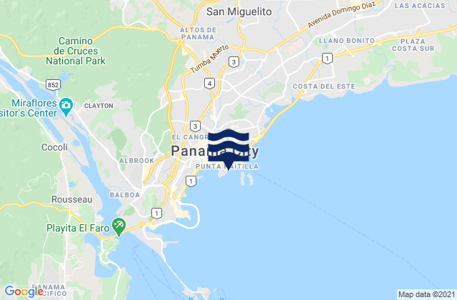 Karte der Gezeiten Corregimiento San Francisco, Panama
