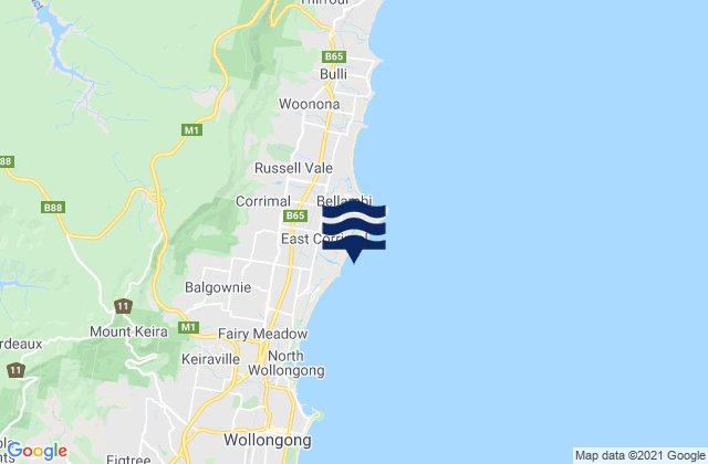 Karte der Gezeiten Corrimal Beach, Australia