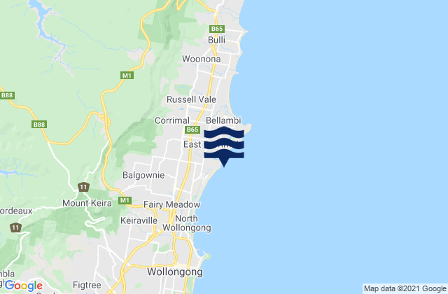 Karte der Gezeiten Corrimal, Australia
