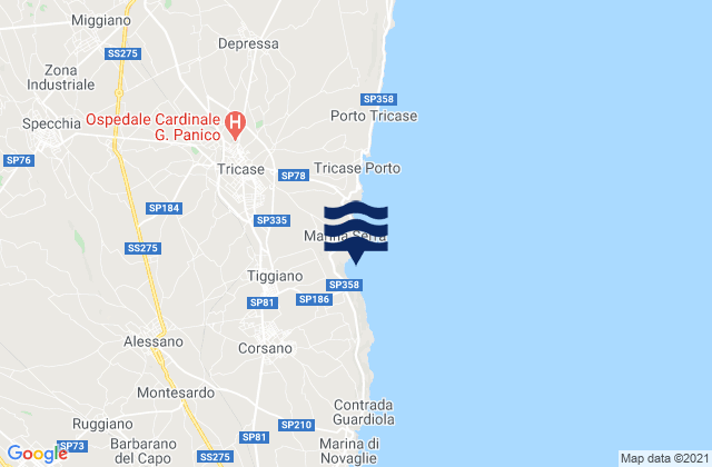 Karte der Gezeiten Corsano, Italy