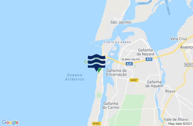 Karte der Gezeiten Costa Nova, Portugal