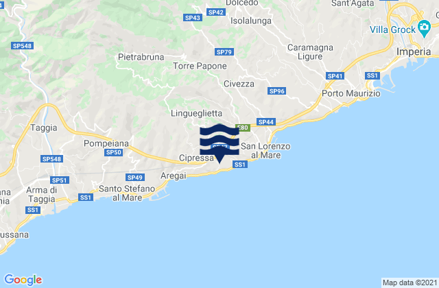 Karte der Gezeiten Costarainera, Italy