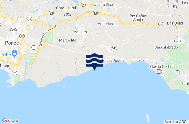 Karte der Gezeiten Coto Laurel, Puerto Rico