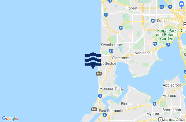 Karte der Gezeiten Cottesloe Beach, Australia
