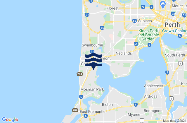 Karte der Gezeiten Cottesloe, Australia