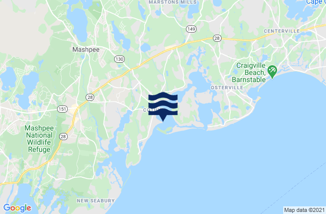 Karte der Gezeiten Cotuit Bay entrance (Bluff Point), United States